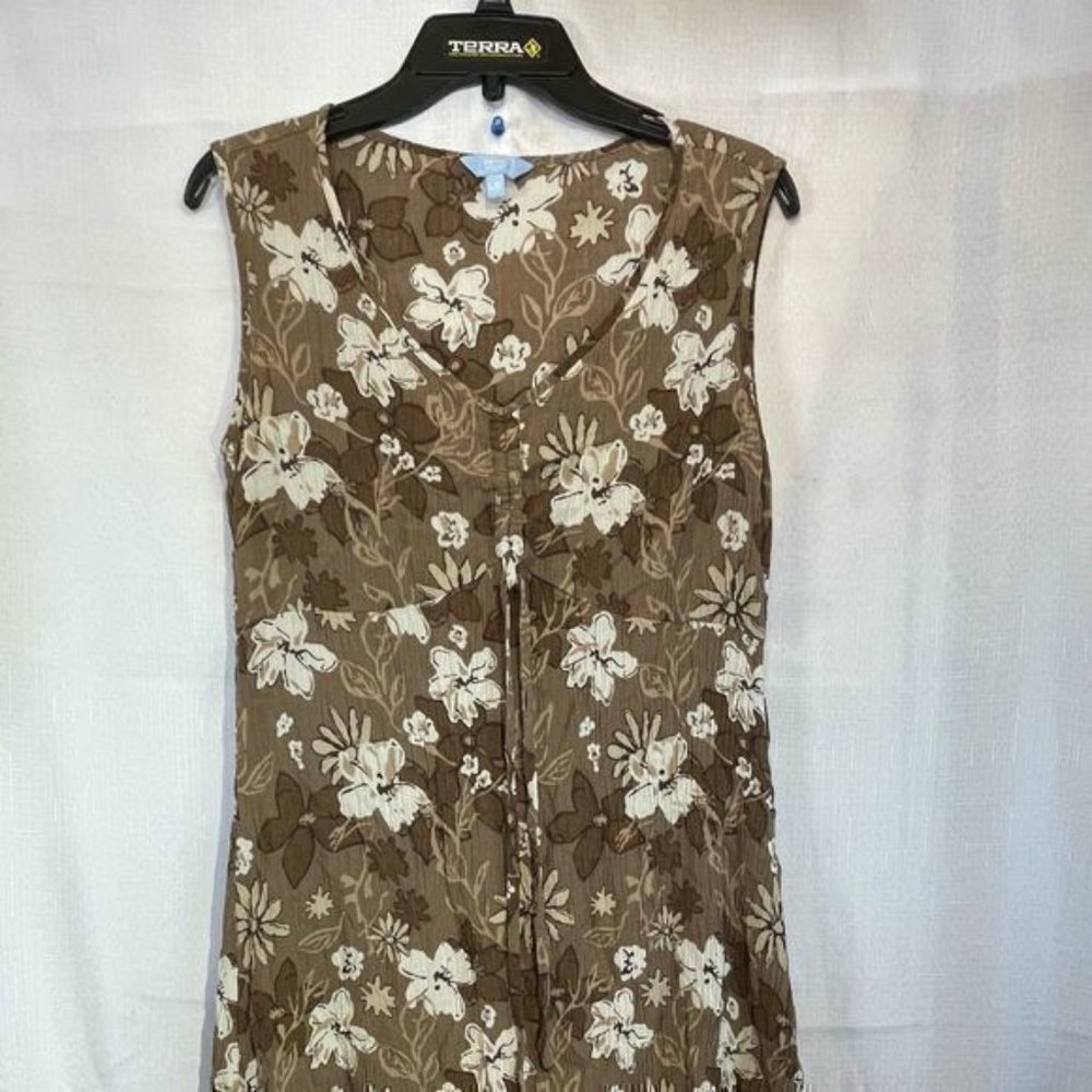 Denver Hayes Womens Brown Liberty Floral Crepe Rayon Dress Size Large